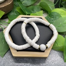 2 PC Set Heishi 7 Plus Stretch Bracelet Polymer Clay Beads Stone B8178