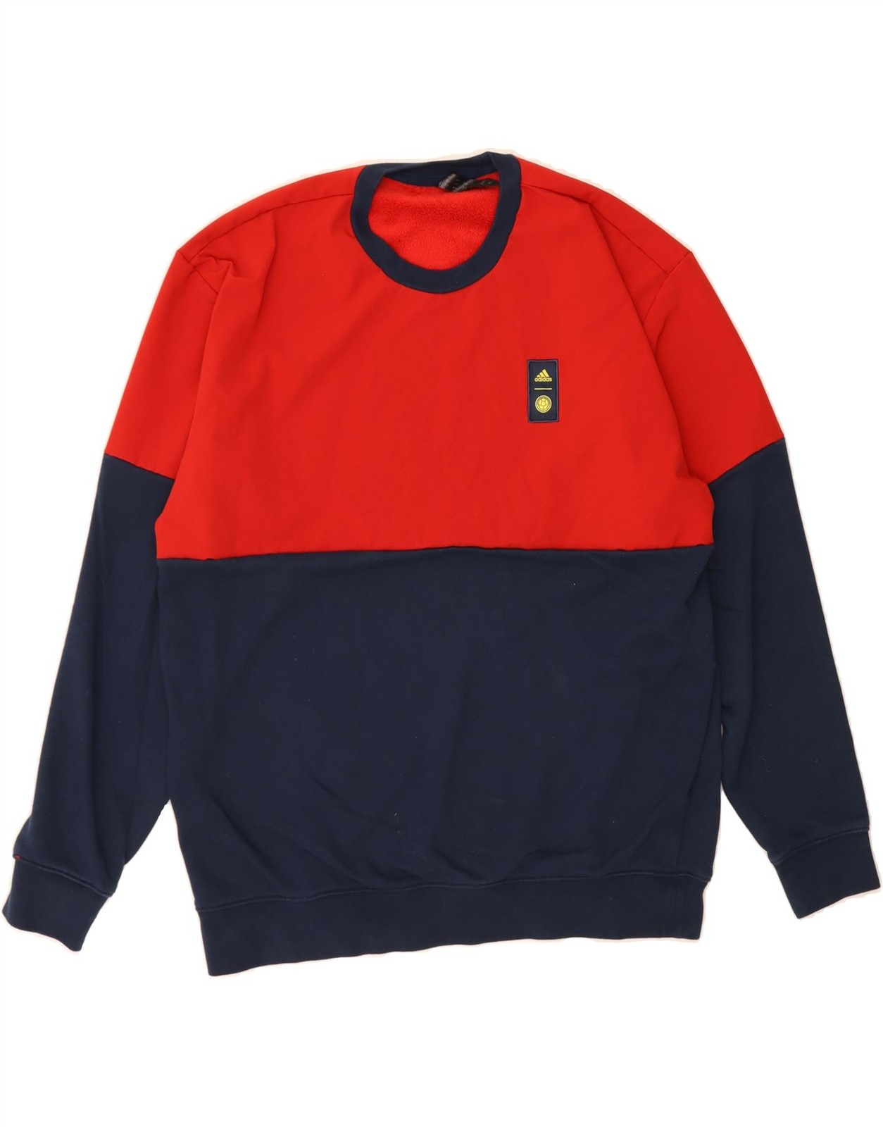 ADIDAS Herren Sweatshirt Pullover Large Rot Colourblock Baumwolle AU10