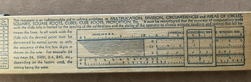 Vintage LAWRENCE ENGINEERING SERVICE Wabash Ind Slide Rule w/ Box #25 - Picture 9 of 11