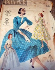 LOVELY VTG 1950s DRESS BUTTERICK Sewing Pattern 12/30