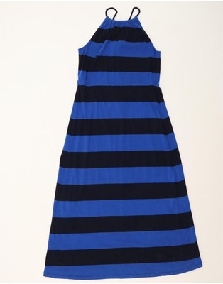 J. Crew Damen ärmelloses Maxikleid UK 16 Large marineblau gestreift Baumwolle BZ06