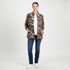 Additions By Chicos Jacket Womens Large 2 Brown Zebra Animal Print Zip Pockets