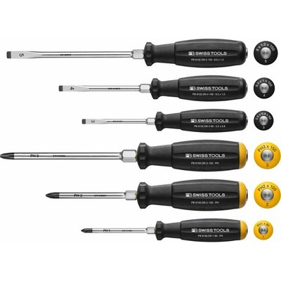 PB Swiss PB 8249.DN SwissGrip Screwdriver Set, Slotted & Phillips, 6 pcs