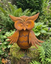 Edelrost Eule 24cm Rostfigur Gartendeko Metall Figur Tierfigur rostig Vintage