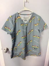 Friends Nurse Scrub Top with 2 Front Pockets, Women's Size Small, EUC.