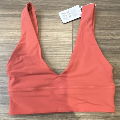 Lululemon Align V-Neck Sports Bra Coral A/B Cup Size 2 Stretch Pullover