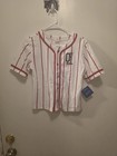Patriotic Kids White & Red Pinstripe Baseball Jersey Shirt – Button Front – Star — photo 1