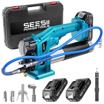Seesii 10000 PSI Electric Grease Gun 4.6 oz/min 2 Battery 39.4'' Hose for Tractor