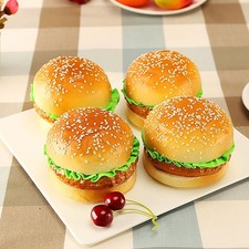4PCS Realistic Artificial Hamburger Lifelike Burger Fake Food Bread Model Pho...