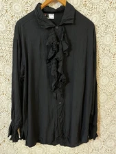 Morbid Threads Black Gothic Real Vampire Shirt Long Sleeve Button Down Size: XL
