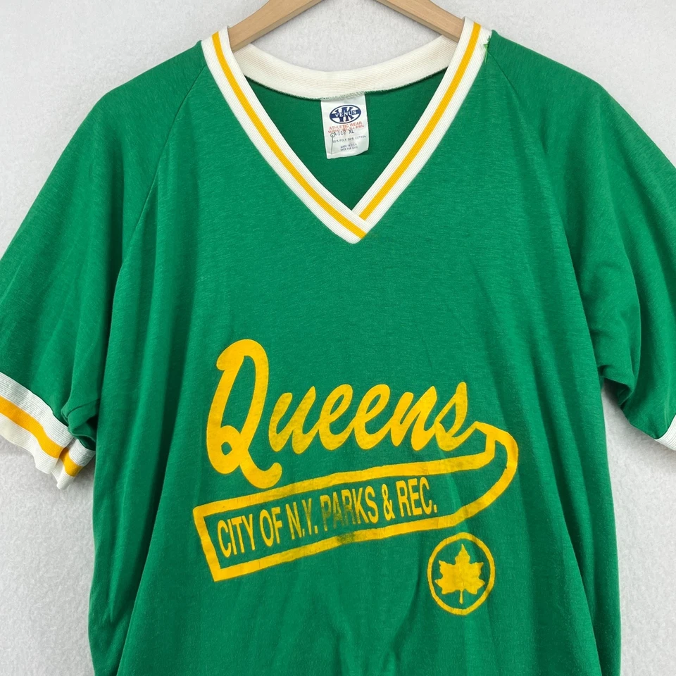 Camisa QUEENS Para Hombres XL Ciudad de Nueva York Parques y Rec Softbol Venus VK Verde EE. UU. DE COLECCIÓN Foto 3 de 4