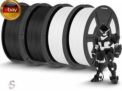 TECBEARS Matte PLA Filament Bundle Schwarz Weiß 4KG, High Speed PLA 3D Drucker