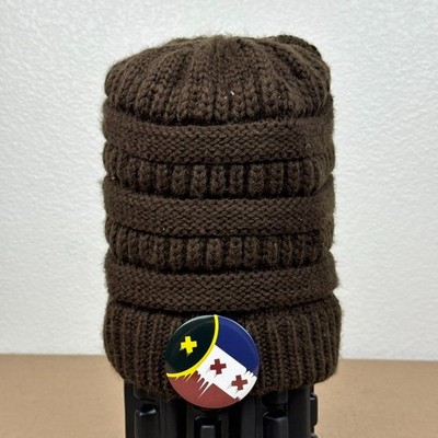 C.C Beanie Hat Brown Chunky Cable Knit Slouchy Winter Skull Cap with L'Manberg 