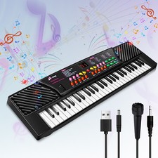 Black 54 Key Kids Music Electronic Keyboard Electric Digital Piano Organ w/Mic
