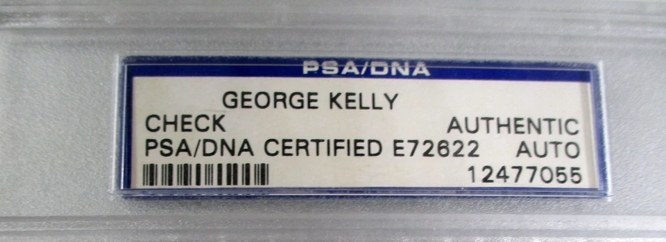 George "High Pockets" Kelly / Cheque bancário pessoal assinado 1928 / PSA/DNA lajeado - Imagem 3 de 4