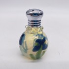 Mini Salt or Pepper Shaker Hand Blown Glass Yellow blue florals 1.75" T — photo 6
