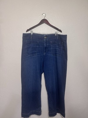 Maeve Anthropologie The Colette Full Length Wide Leg Jeans Dark Wash 24W