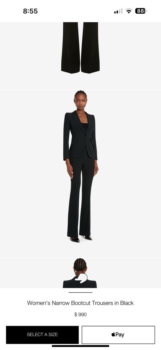 【関税&送料込】Alexander Mcqueen Crepe Slim-Fit Pants ALEXANDER MCQUEEN Size 2 Black Crepe Straight Leg Dress