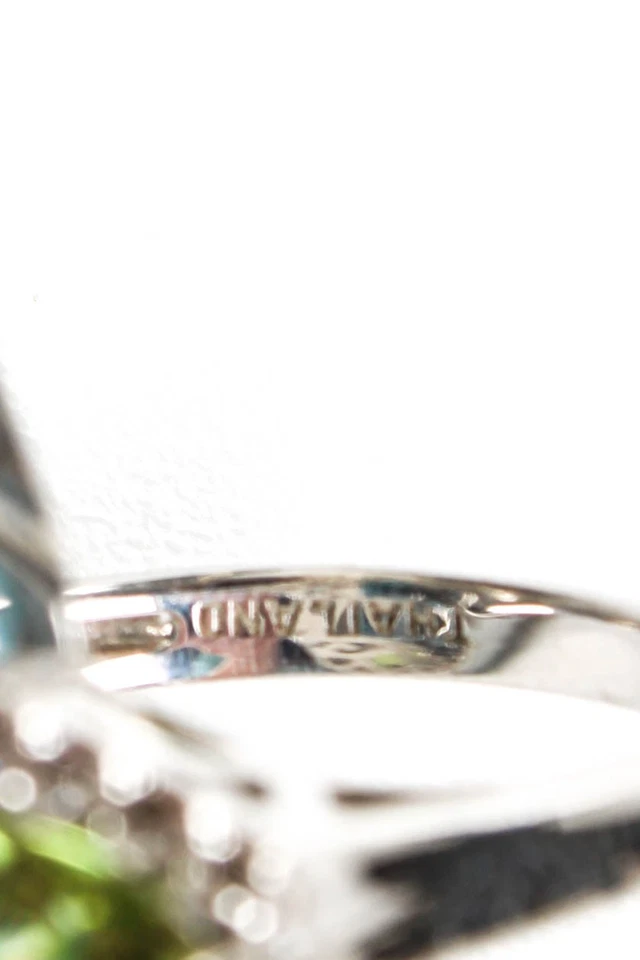 Anillo Marqués Pavé Topacio Peridoto Blanco Topacio Plata Esterlina Rarezas Talla 7 Foto 4 de 4