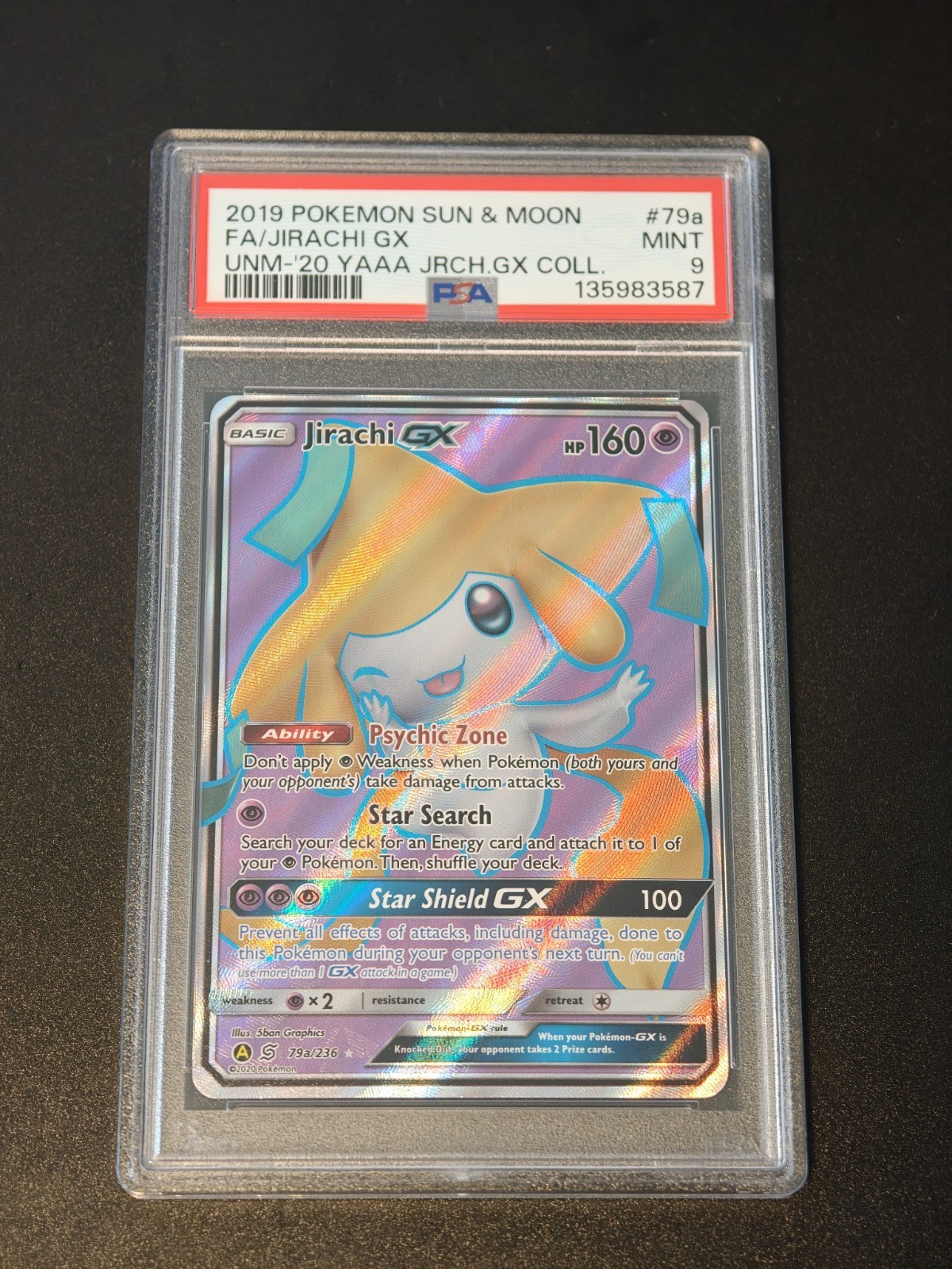 Pokemon Jirachi GX 79a/236 Unified Minds Full Art FA PSA 9