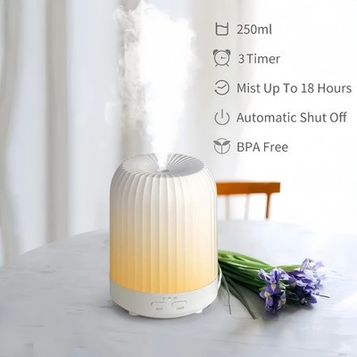 Ultrasonic Essential Oil Diffuser 250ml 7 LED Quiet Aroma Humidifier for Bedroom