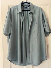 Polo Ralph Lauren Men Blake Blue Green Check Short Sleeve Button Down Large FLAW