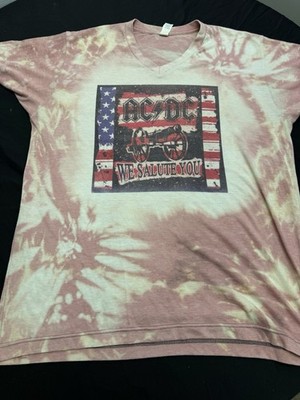 AC/DC We Salute You USA Flag Graphic Tie-Dye Short Sleeve T-Shirt, Size L