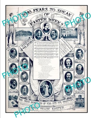 OLD LARGE HISTORIC IRELAND 1916 EASTER RISING IRISH MARTYRS POSTER