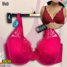 NWT Bali Women's 38DD One Smooth U Comfort Stretch Lace Bra DF0084 Scarlet Berry