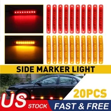 20PCS 9 LED Sealed Side Marker Clearance Light For Truck Trailer Lorry Amber Red