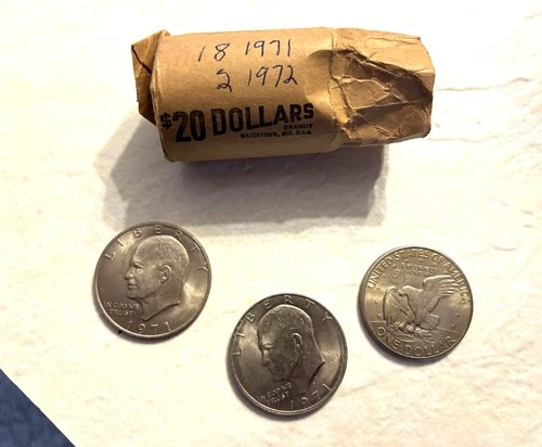 Eisenhauer silver dollar 18-1971 and 2-1972, good condition