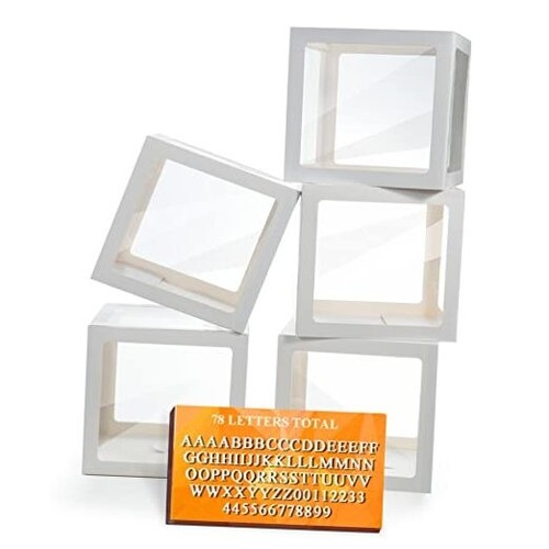White Transparent Balloon Boxes, Clear Baby Boxes with 78 Letters for Custom
