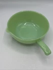 Vtg Fire King Green Jadeite Glass Skillet Soup Bowl with Spout and Handle