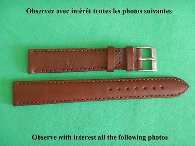 18 mm SOLIDE BRACELET  XL LONG POUR FORT POIGNET VEAU  MARRON VÉRITABLE COUSU - Photo 1/4
