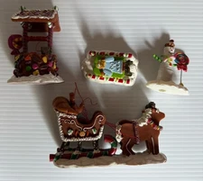 Lemax Sugar N Spice Gingersleigh And Wishing Well With Sled And Snowman No Boxes