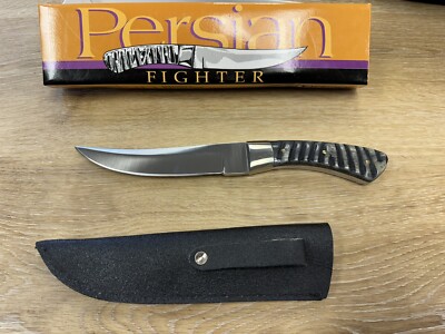 Persian Fighter Fixed Blade Stag Handled Knife With Leather Sheath Hunting