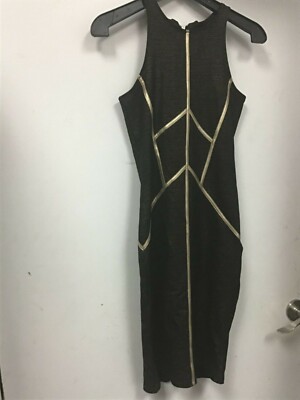 Revamped by sirens XS black gold accent pencil dress new from "the next  step" | eBay