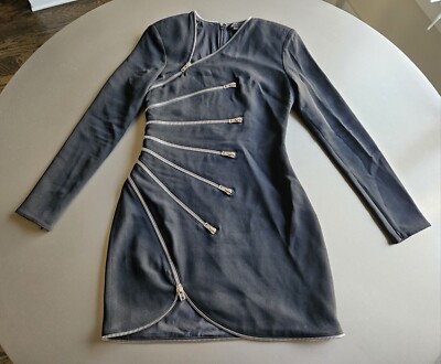 Alexander Wang Sunburst Zipper Mini Dress Black Size