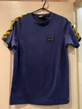 Fendi Navy Blue T-Shirt with Yellow Monster Eyes Logo - Authentic Designer Wear