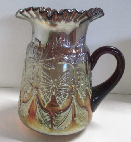 New ListingAntique Fenton Butterfly And Fern Carnival Glass Water Pitcher