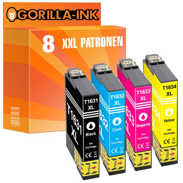 8Er Set Patronen Xxl FüR Epson T1631-1634 Workforce WF-2630 Wf WF-2650 Dwf-image