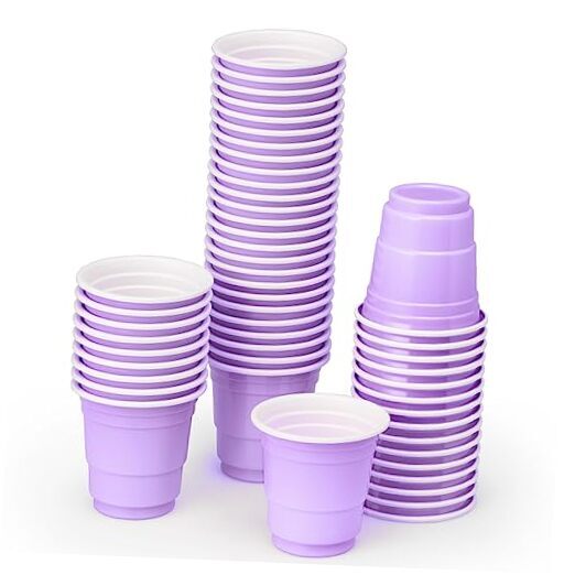 xo, Fetti Party Decorations Lavender Purple Plastic Shot Glasses 50