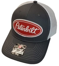 Peterbilt Red Patch on  Richardson 112 Trucker Hat Snapback Charcoal/White 
