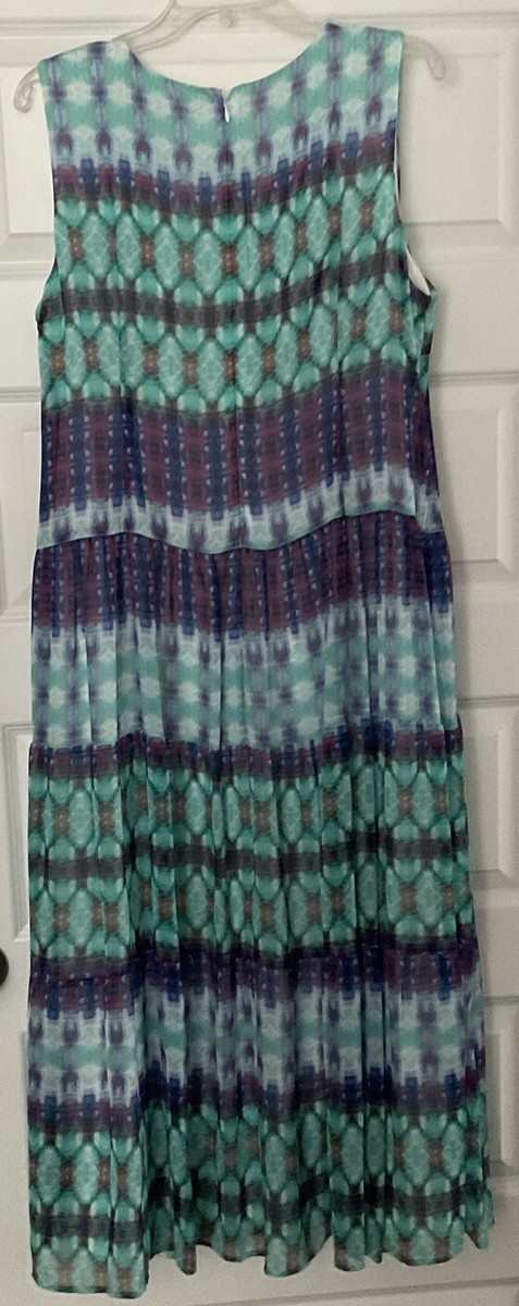calvin klein tie dye maxi dress Calvin Klein 8 Maxi Tie Dye Striped Dress Stretch Rayon