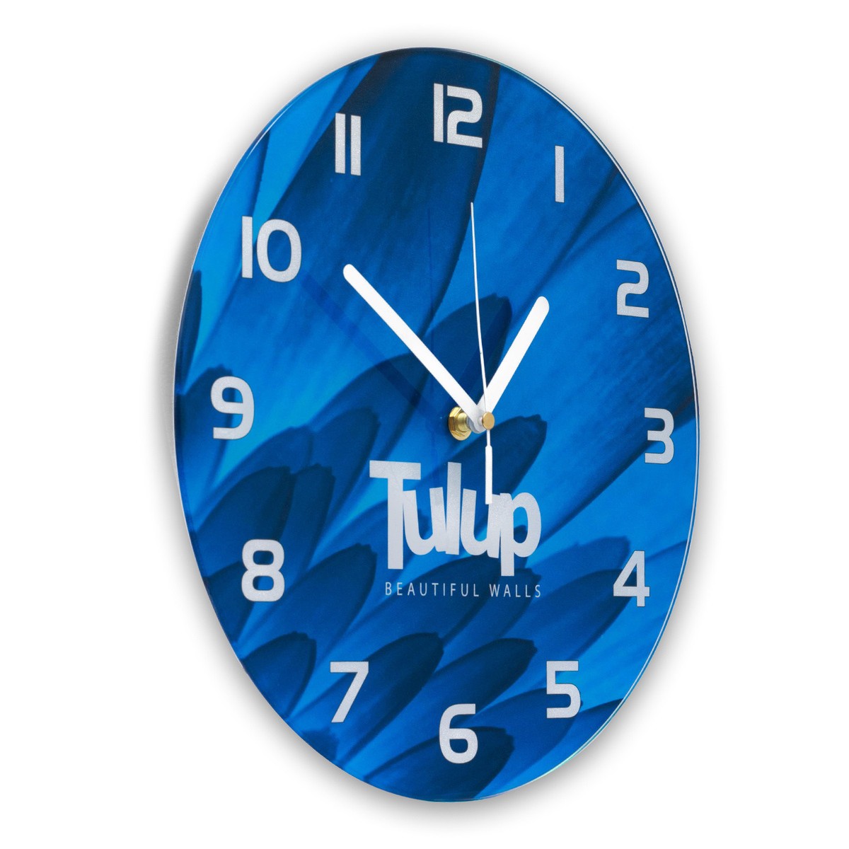 Tulup Glas-Wanduhr 60x30 Cm – Mit Beleuchtung, Schwarze Zeiger, Motiv „Wolken Im Himmel“, Aus Gehärtetem Glas