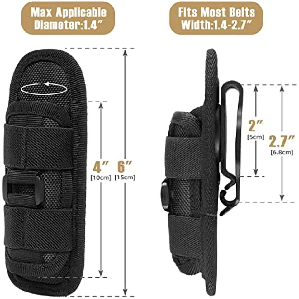 Tactical Flashlight Pouch Holster, Rotatable Flashlight Holder Belt