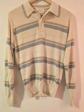 Vintage 60S 70s Jantzen Stripe Polo RetrO Shirt Atomic Sweater Medium USA VTG