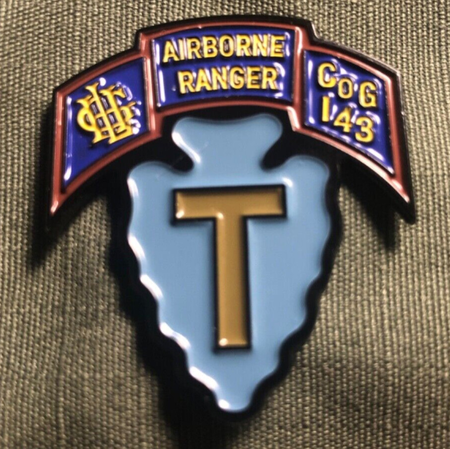 Co G 143rd Infantry Airborne Ranger Scroll Soft Enamel Pin