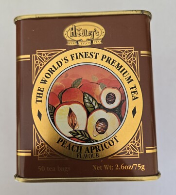 Hedleys Ceylon Peach Apricot Tea Vintage Collectible Tin Empty 