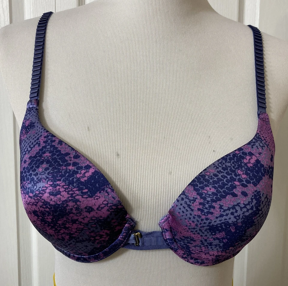 Sexy Sujetador Push Up Lily of France Talla 34B Delantero Púrpura Gris Con Aros Foto 4 de 4